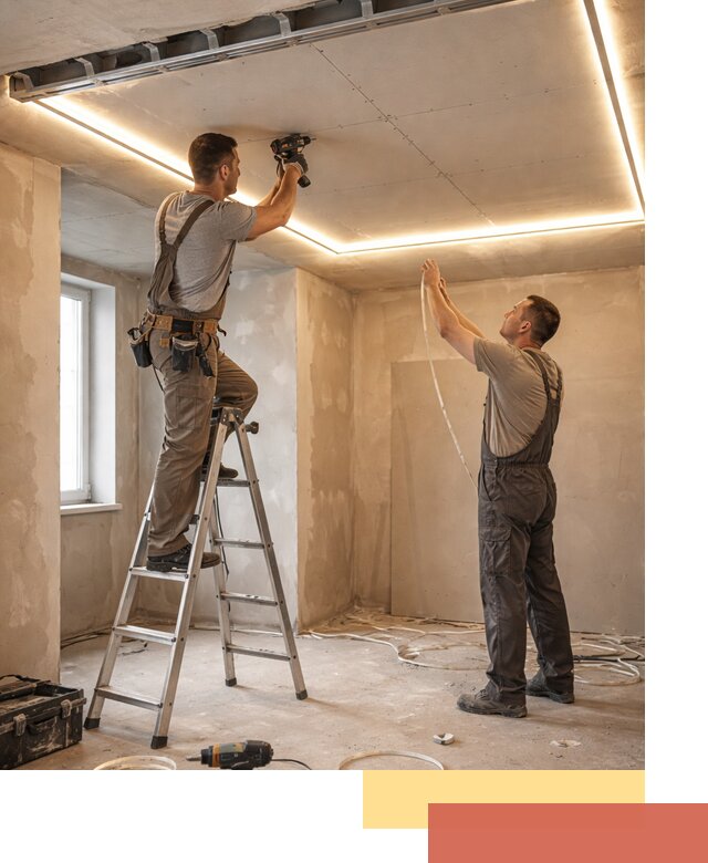 Потолок из гипсокартона с подсветкой в Мончегорске