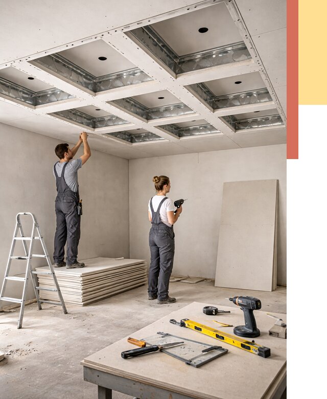 Кессонный потолок из гипсокартона в Мончегорске от 1869 руб. — монтаж и под ключ | ОТДЕЛОЧНИК-Мнч