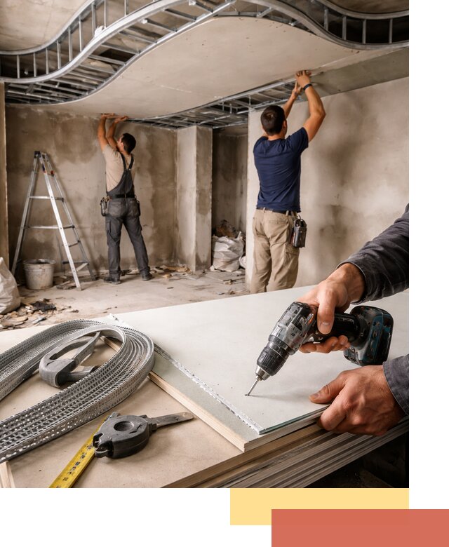 Криволинейный потолок из гипсокартона в Мончегорске — монтаж и отделка