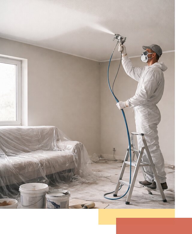 Покраска потолка краскопультом в Мончегорске быстро и качественно